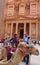 Bedouin camel in front of the ancient Treasury in Petra, Jordan