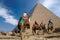 Bedouin on camel near of egypt pyramid