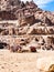 Bedouin camels in ancient Petra town