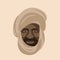 Bedouin face head vector illustration flat style front