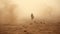 Bedouin Figure Traversing a Sandstorm in the Desert. Generative AI