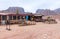 Bedouin souvenir shop at the foot of the red rock in Petra - the capital of the Nabatean kingdom in Wadi Musa city in Jordan