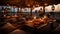 Bedouin Style Majlis Dinner At Night On Dining Table Blurry Background