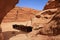 A bedouin tent in a rock valley