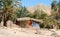 Bedouin village in an oasis in the desert among the mountains in Egypt Dahab South Sinai