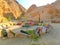Bedouin village in Sahara desert on mountain landscape
