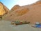 Bedouin village in Sahara desert on mountain landscape