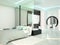 Bedroom with bathroom in a modern high-tech style.
