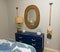 Bedroom Blue Dresser And Wall Hangings With Nautical Theme