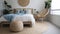 Bedroom decor, home interior design . Coastal Scandinavian style