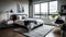 Bedroom decor, home interior design . Contemporary Industrial style