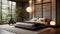 Bedroom decor, home interior design . Contemporary Japanese style