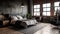 Bedroom decor, home interior design . Industrial Minimalist style