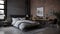 Bedroom decor, home interior design . Industrial Minimalist style