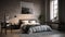 Bedroom decor, home interior design . Industrial Minimalist style