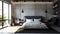 Bedroom decor, home interior design . Industrial Minimalist style