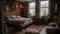Bedroom decor, home interior design . Rustic Bohemian style