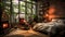 Bedroom decor, home interior design . Rustic Industrial style