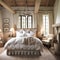 Bedroom decor, interior design and holiday rental, classic bed with elegant plush bedding and furniture, English country house and