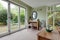 Bedroom dressing area with doors to garden