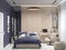 Bedroom in elegant lilac, 3D render