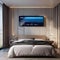 A bedroom featuring an intelligent, self-making bed and biometric sleep tracking systems1