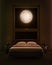 Bedroom in the full moon night with moonlight drop through the window