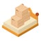 Bedroom furniture icon isometric vector. Several closed parcel box on bed icon