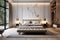 Bedroom in a house or apartment, modern interior, luxury, Scandinavian