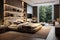 Bedroom interior in apartment or house, modern luxury, Scandinavian concept