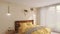 Bedroom interior design 3d render, modern 3d illustration elegance comfortable beautiful design scandinavia