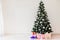 Bedroom lights Christmas tree Garland new year holiday gifts white home decor
