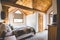 Bedroom of log cabin