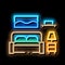 Bedroom neon glow icon illustration