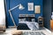 Bedroom in rich blue color