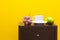 Bedside table,fruits and cup