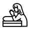 bedtime prayer sleep night line icon vector illustration