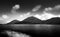 Bedugul Lake in Bali - photographed in Black and white