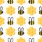 Bee and beehive seamless pattern