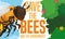 Bee and Blooming Vegetation Promoting Conservation Efforts of this Insects, Vector Illustration