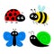 Bee bumblebee, butterfly, snail cochlea, lady bug ladybird flying insect icon set. Ladybug. Cute cartoon kawaii funny baby