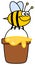 Bee carrying honey a yellow illustration