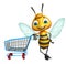 Bee cartoon character with trolly