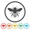 Bee circle buttons. Honey bees icons.