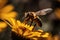 Bee Collecting Pollen from a Flower. Generative Ai