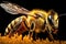 Bee Collectipng Pollen, Showcasipng Its Fuzzy Body Magnified. Generative AI