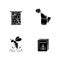 Bee farming black glyph icons set on white space