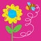 Bee and flower greeting baby card