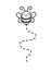 Bee flying path. Travel dotted route. The flight path. Hand drawn cartoon honey bee