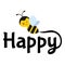 Bee happy trendy design template with cute bee